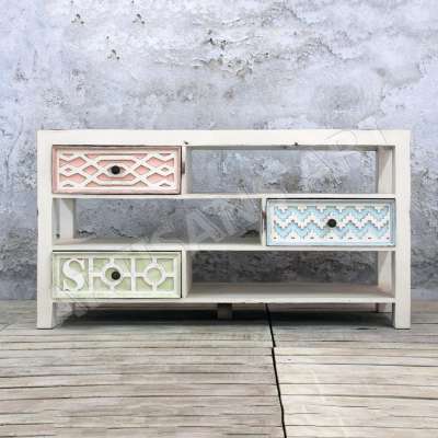 Wonderful Antique Distressed Wood French Style 3 Drawer Console Table, Antique Shabby Chic Console Table, New French Collection